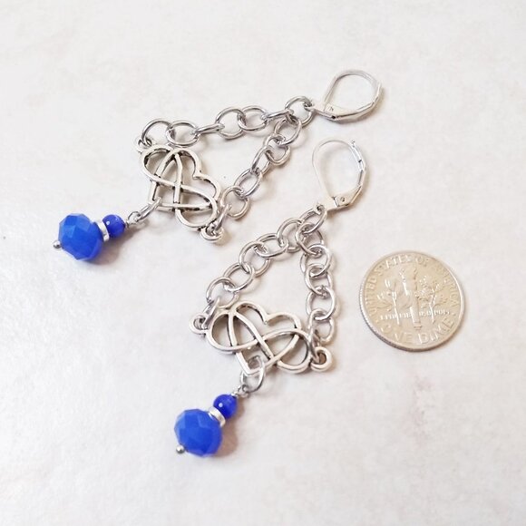 Hand Crafted Jewelry - Beaded Heart & Infinity Dangle Earrings - Inexpensive Sweetheart Surprise!